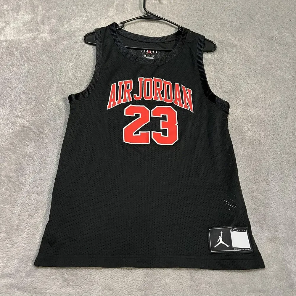 Jordan Tank Top Mens Small Black Air Jordan 23 Mesh Basketball Jersey Bulls UNC